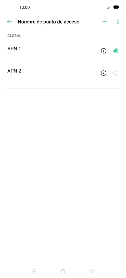 Pulsa en el campo junto a la conexión de datos para activarla. Pulsa en el campo junto a la conexión de datos para activarla.