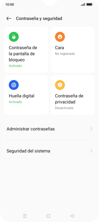 Pulsa Contraseña de la pantalla de bloqueo e introduce el código de seguridad extra que has creado anteriormente. Pulsa Contraseña de la pantalla de bloqueo e introduce el código de seguridad extra que has creado anteriormente.