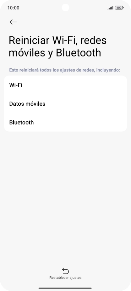 Pulsa Restablecer ajustes. Pulsa Restablecer ajustes.