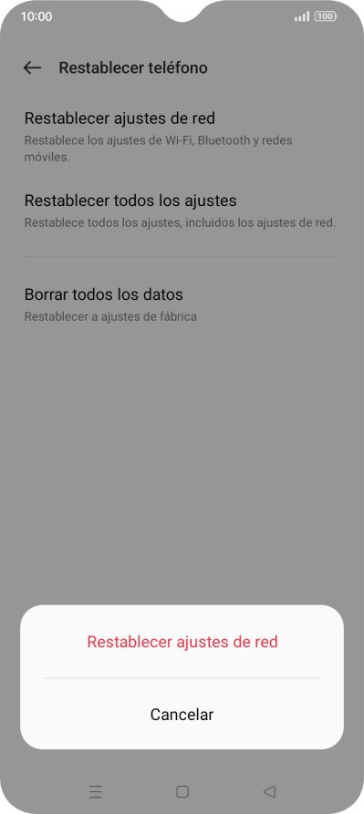 Pulsa Restablecer ajustes de red. Pulsa Restablecer ajustes de red.
