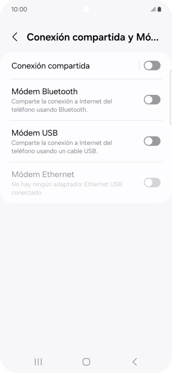 Pulsa Conexión compartida. Pulsa Conexión compartida.