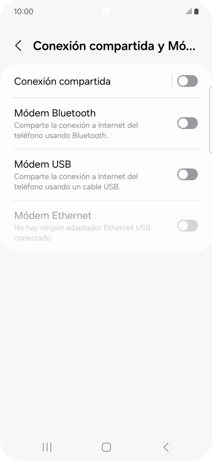 Pulsa Conexión compartida. Pulsa Conexión compartida.