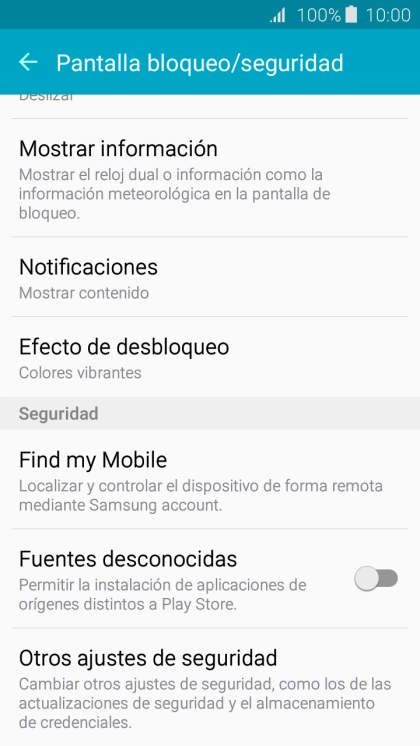 Pulsa Otros ajustes de seguridad. Pulsa Otros ajustes de seguridad.