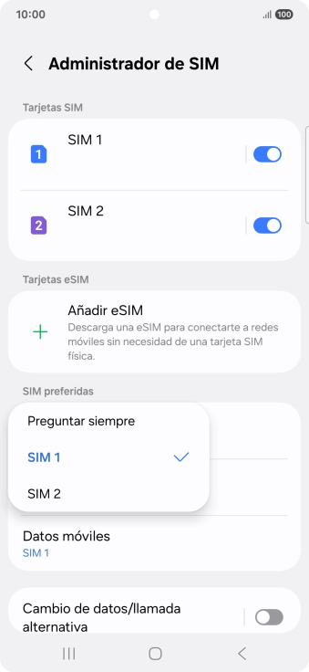 Pulsa el ajuste deseado. Pulsa el ajuste deseado.
