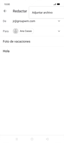 Pulsa Adjuntar archivo y desplázate a la carpeta deseada. Pulsa Adjuntar archivo y desplázate a la carpeta deseada.