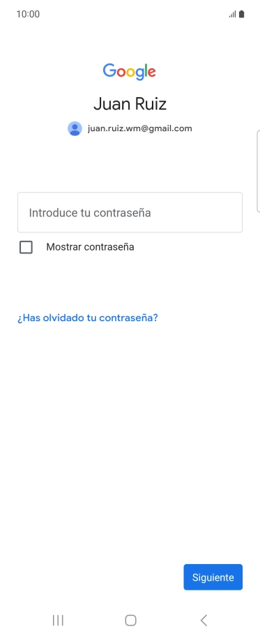 Pulsa Introduce tu contraseña e introduce la contraseña de tu cuenta de Google. Pulsa Introduce tu contraseña e introduce la contraseña de tu cuenta de Google.