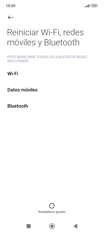 Pulsa Restablecer ajustes. Pulsa Restablecer ajustes.