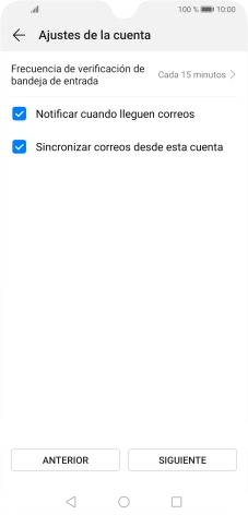 Pulsa Frecuencia de verificación de bandeja de entrada. Pulsa Frecuencia de verificación de bandeja de entrada.