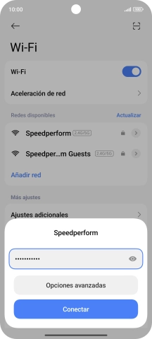 Introduce la contraseña de la red wifi y pulsa Conectar. Introduce la contraseña de la red wifi y pulsa Conectar.