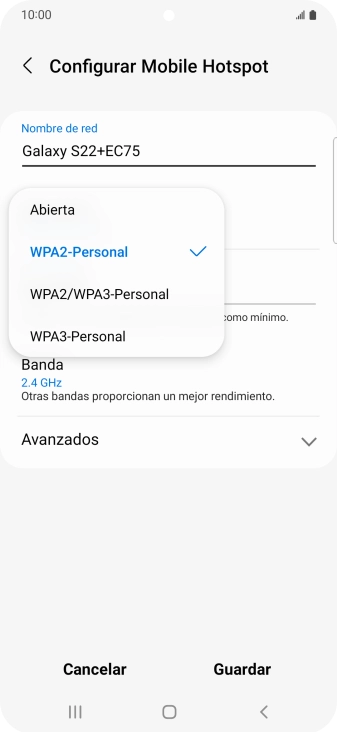 Pulsa WPA3-Personal para proteger la conexión wifi con una contraseña. Pulsa WPA3-Personal para proteger la conexión wifi con una contraseña.