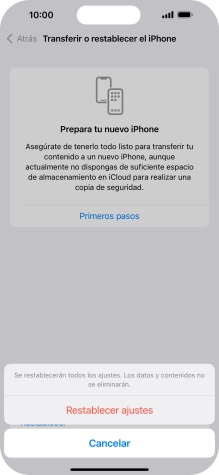 Pulsa Restablecer ajustes. Pulsa Restablecer ajustes.