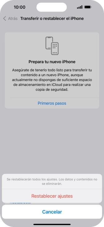 Pulsa Restablecer ajustes. Pulsa Restablecer ajustes.
