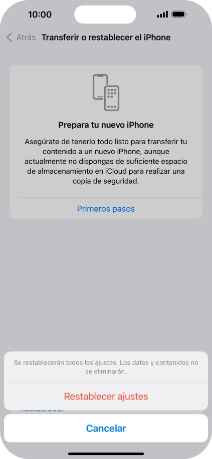 Pulsa Restablecer ajustes. Pulsa Restablecer ajustes.