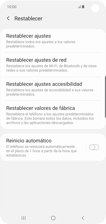 Pulsa Restablecer valores de fábrica. Pulsa Restablecer valores de fábrica.