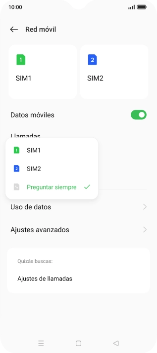 Pulsa el ajuste deseado. Pulsa el ajuste deseado.
