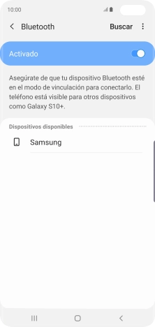 Pulsa el dispositivo Bluetooth deseado y sigue las indicaciones de la pantalla para vincular el dispositivo al teléfono. Pulsa el dispositivo Bluetooth deseado y sigue las indicaciones de la pantalla para vincular el dispositivo al teléfono.