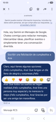 Pulsa la propuesta de texto de Gemini durante unos instantes. Sigue las indicaciones de la pantalla para utilizar el texto propuesto. Pulsa la propuesta de texto de Gemini durante unos instantes. Sigue las indicaciones de la pantalla para utilizar el texto propuesto.