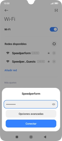 Introduce la contraseña de la red wifi y pulsa Conectar. Introduce la contraseña de la red wifi y pulsa Conectar.