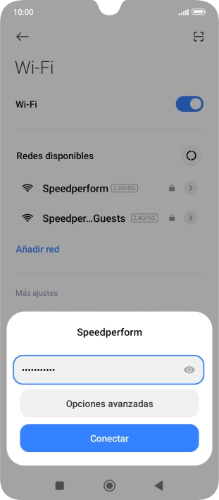 Introduce la contraseña de la red wifi y pulsa Conectar. Introduce la contraseña de la red wifi y pulsa Conectar.