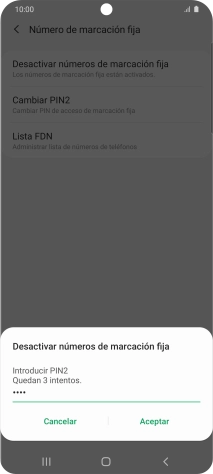 Introduce el código PIN2 y pulsa Aceptar. Introduce el código PIN2 y pulsa Aceptar.