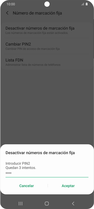 Introduce el código PIN2 y pulsa Aceptar. Introduce el código PIN2 y pulsa Aceptar.