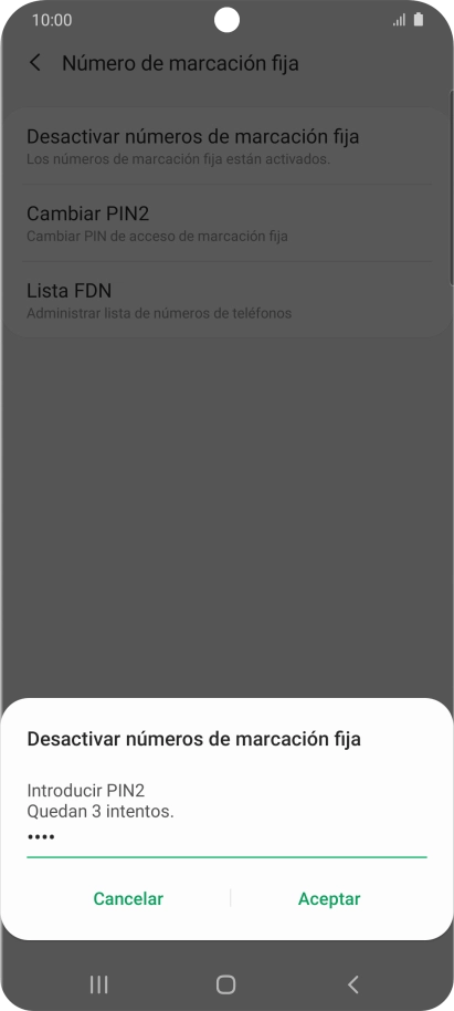 Introduce el código PIN2 y pulsa Aceptar. Introduce el código PIN2 y pulsa Aceptar.