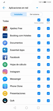 Pulsa en el campo junto al nombre de la aplicación bajo la columna de Pulsa en el campo junto al nombre de la aplicación bajo la columna de