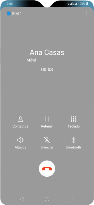 Pulsa el icono de finalizar llamada. Pulsa el icono de finalizar llamada.