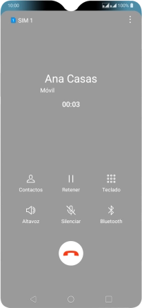 Pulsa el icono de finalizar llamada. Pulsa el icono de finalizar llamada.