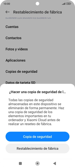 Pulsa Restablecimiento de fábrica. Pulsa Restablecimiento de fábrica.