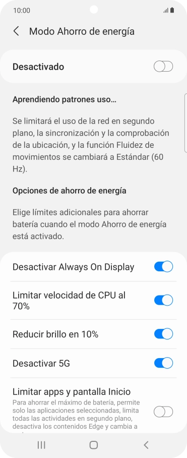 Pulsa el indicador junto a los ajustes deseados. Pulsa el indicador junto a los ajustes deseados.