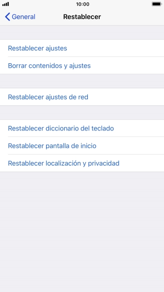 Pulsa Restablecer ajustes. Pulsa Restablecer ajustes.