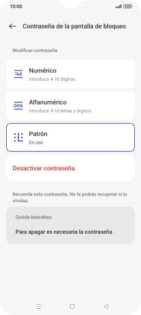 Pulsa Desactivar contraseña. Pulsa Desactivar contraseña.