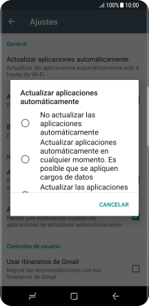 Pulsa No actualizar las aplicaciones automáticamente para desactivar la función. Pulsa No actualizar las aplicaciones automáticamente para desactivar la función.