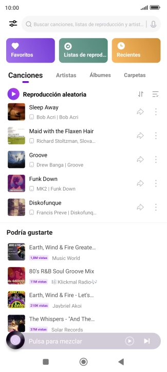 Pulsa el archivo de música deseado. Pulsa el archivo de música deseado.