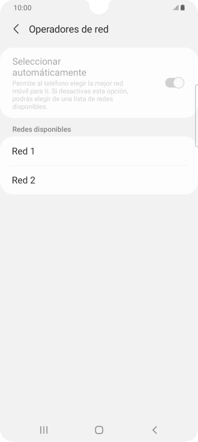 Si quieres seleccionar la red de forma manual, pulsa el indicador junto a Si quieres seleccionar la red de forma manual, pulsa el indicador junto a