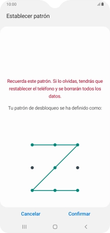 Vuelve a introducir el código de seguridad seleccionado y pulsa Confirmar. Vuelve a introducir el código de seguridad seleccionado y pulsa Confirmar.