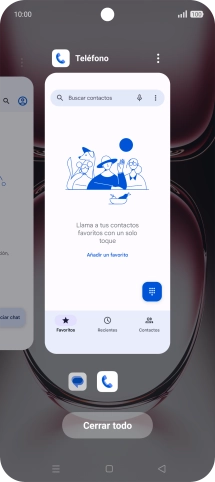 Para cerrar una sola aplicación en ejecución, desliza el dedo hacia arriba sobre la aplicación deseada. Para cerrar una sola aplicación en ejecución, desliza el dedo hacia arriba sobre la aplicación deseada.