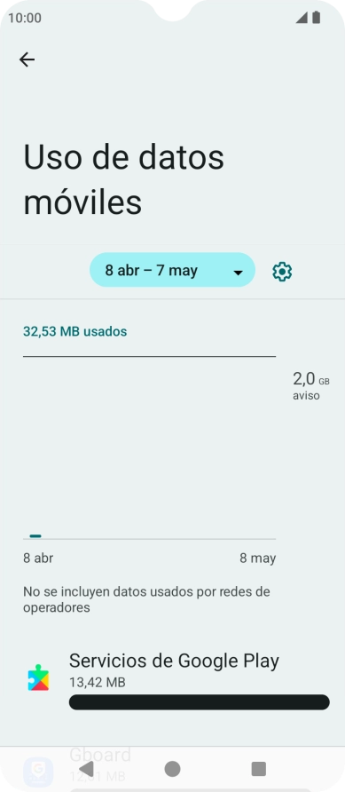 El consumo total de datos se visualiza ahora en la pantalla. El consumo total de datos se visualiza ahora en la pantalla.