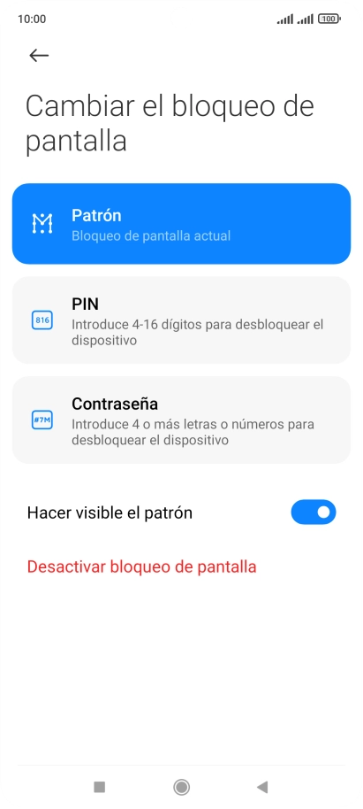 Pulsa Desactivar bloqueo de pantalla e introduce el código de seguridad extra que has creado anteriormente. Pulsa Desactivar bloqueo de pantalla e introduce el código de seguridad extra que has creado anteriormente.