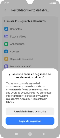 Pulsa Restablecimiento de fábrica. Pulsa Restablecimiento de fábrica.