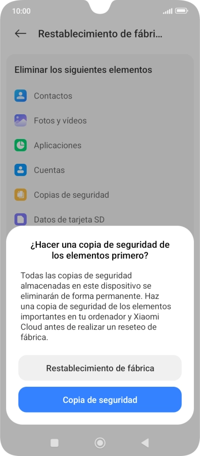 Pulsa Restablecimiento de fábrica. Pulsa Restablecimiento de fábrica.
