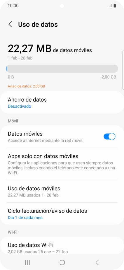 El consumo total de datos se visualiza ahora en la pantalla. El consumo total de datos se visualiza ahora en la pantalla.