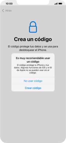 Si desactivas la función, pulsa No usar código. Si desactivas la función, pulsa No usar código.