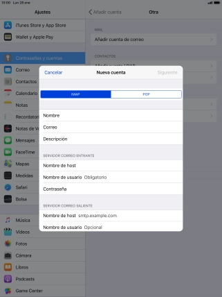 Pulsa Nombre de usuario e introduce el nombre de usuario de tu cuenta de correo electrónico. Pulsa Nombre de usuario e introduce el nombre de usuario de tu cuenta de correo electrónico.