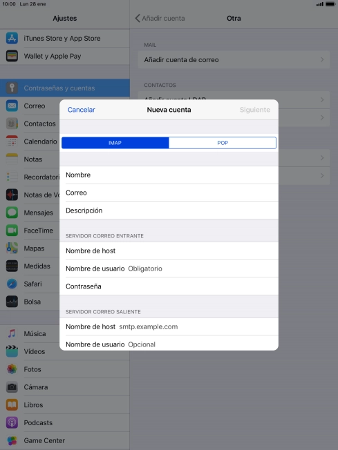 Pulsa Nombre de usuario e introduce el nombre de usuario de tu cuenta de correo electrónico. Pulsa Nombre de usuario e introduce el nombre de usuario de tu cuenta de correo electrónico.
