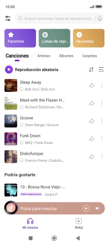 Pulsa el archivo de música deseado. Pulsa el archivo de música deseado.