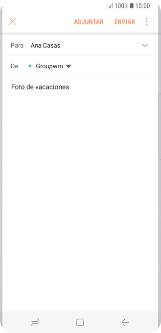 Pulsa en el campo de escritura y escribe el texto del correo electrónico. Pulsa en el campo de escritura y escribe el texto del correo electrónico.