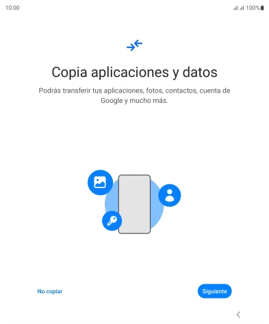 Puedes transferir el contenido de otro teléfono cuando activas tu teléfono por primera vez y cuando lo has restablecido. Cuando aparezca en la pantalla del teléfono esta imagen, ya está listo para la transmisión del contenido del otro teléfono. Puedes transferir el contenido de otro teléfono cuando activas tu teléfono por primera vez y cuando lo has restablecido. Cuando aparezca en la pantalla del teléfono esta imagen, ya está listo para la transmisión del contenido del otro teléfono.