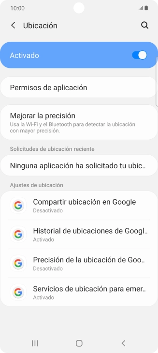 Pulsa Permisos de aplicación. Pulsa Permisos de aplicación.